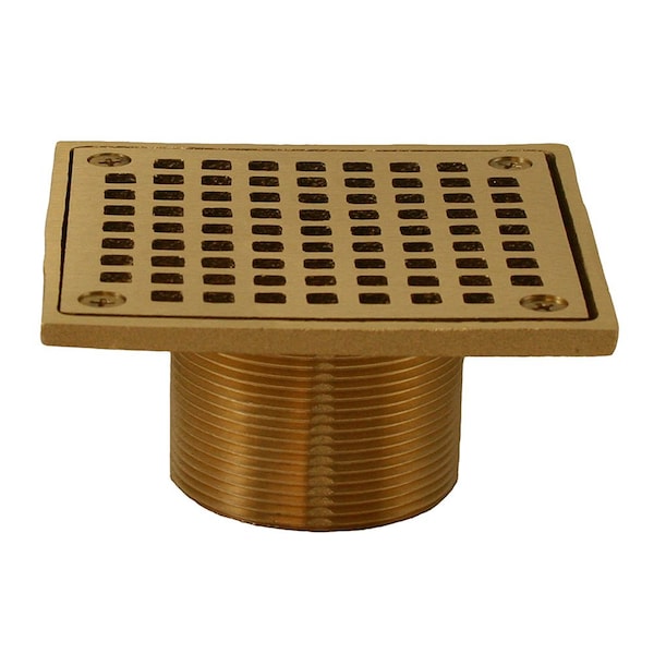 Polished Brass 2in. Brass Spud with 4in. Square Strainer